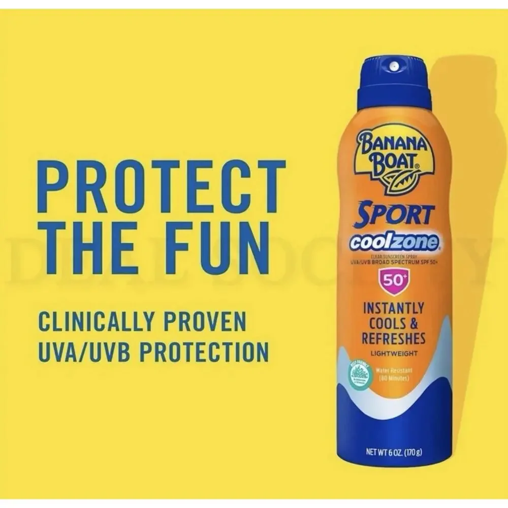 Banana Boat Sport Cool Zone SPF 50 Sunscreen Spray 6oz Lot of 2 SEALED NEW